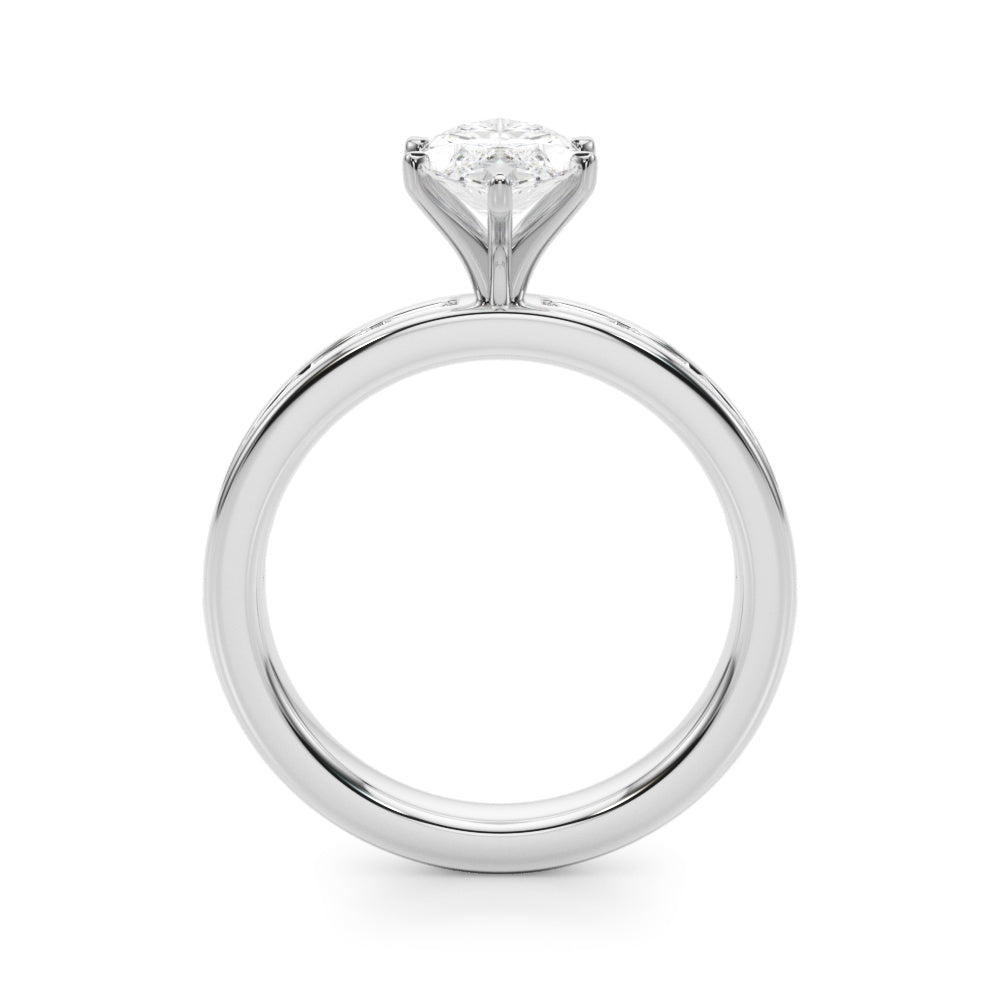 Crowned Straight Baguette Channel Set Round Diamond Engagement Ring in 10K/14K gold and platinum with certified lab-grown or natural diamonds
