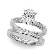 Crowned Straight Baguette Channel Set Round Diamond Engagement Ring in 10K/14K gold and platinum with certified lab-grown or natural diamonds