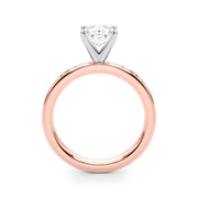 Crowned Straight Baguette Channel Set Round Diamond Engagement Ring in 10K/14K gold and platinum with certified lab-grown or natural diamonds