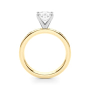 Crowned Straight Baguette Channel Set Round Diamond Engagement Ring in 10K/14K gold and platinum with certified lab-grown or natural diamonds