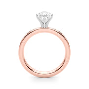Crowned Straight Baguette Channel Set Round Diamond Engagement Ring in 10K/14K gold and platinum with certified lab-grown or natural diamonds