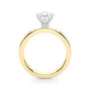 Crowned Straight Baguette Channel Set Round Diamond Engagement Ring in 10K/14K gold and platinum with certified lab-grown or natural diamonds