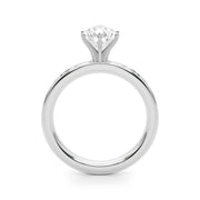 Crowned Straight Baguette Channel Set Round Diamond Engagement Ring in 10K/14K gold and platinum with certified lab-grown or natural diamonds