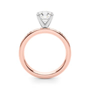 Crowned Straight Baguette Channel Set Round Diamond Engagement Ring in 10K/14K gold and platinum with certified lab-grown or natural diamonds