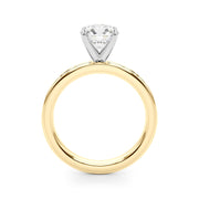 Crowned Straight Baguette Channel Set Round Diamond Engagement Ring in 10K/14K gold and platinum with certified lab-grown or natural diamonds