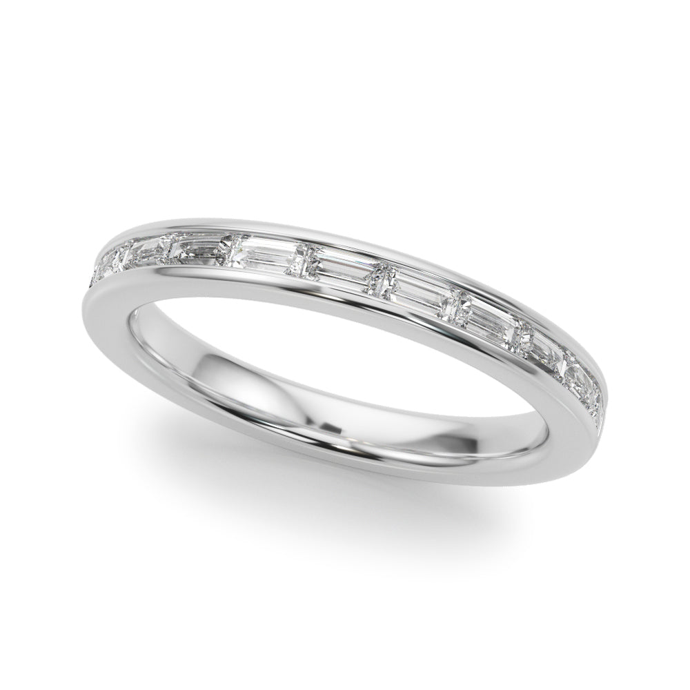 Channel Set Baguette Half Eternity Ring in Gold & Platinum