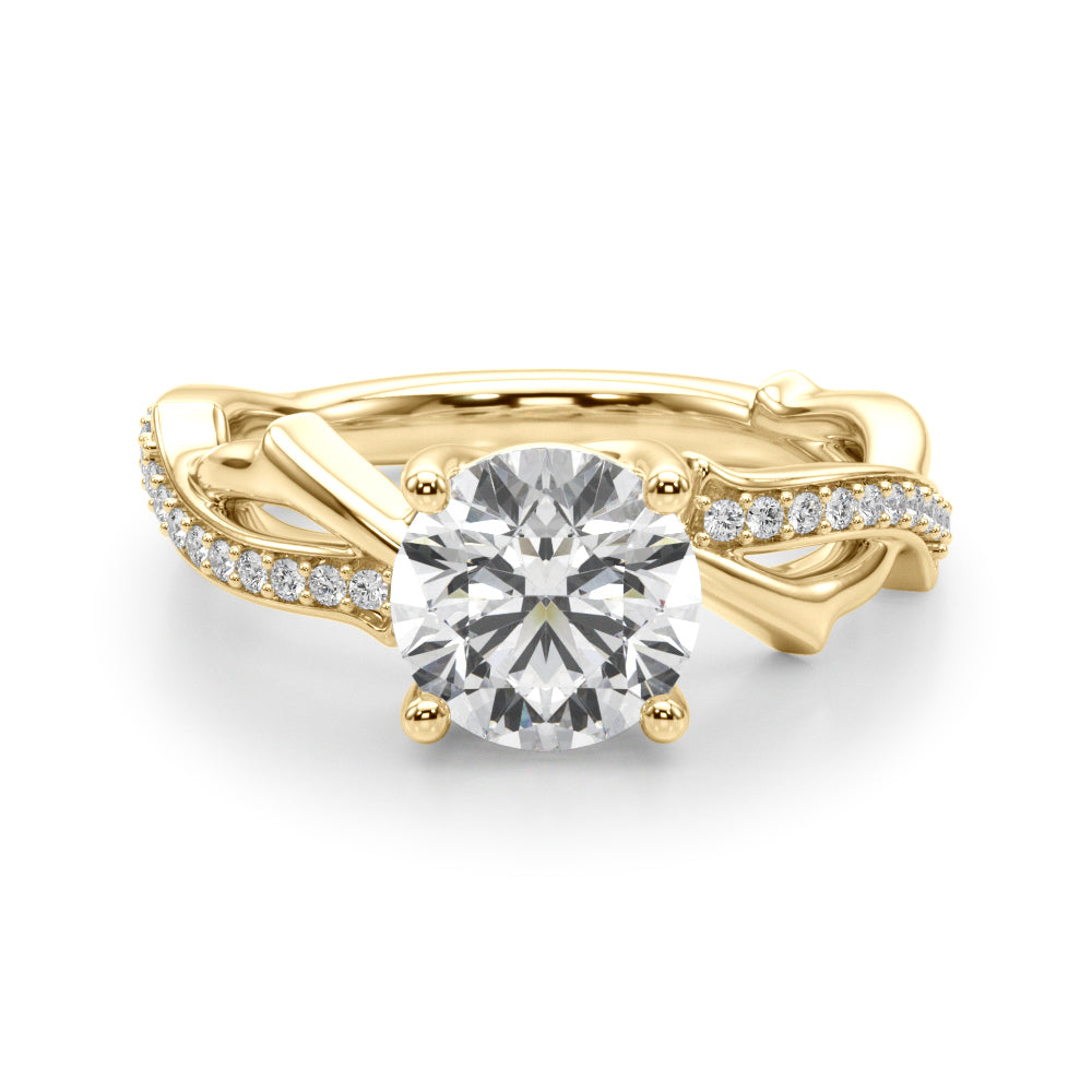 Graceful Twisted Shank Engagement Ring Round Diamond Engagement Ring in 10K/14K gold and platinum with certified lab-grown or natural diamonds