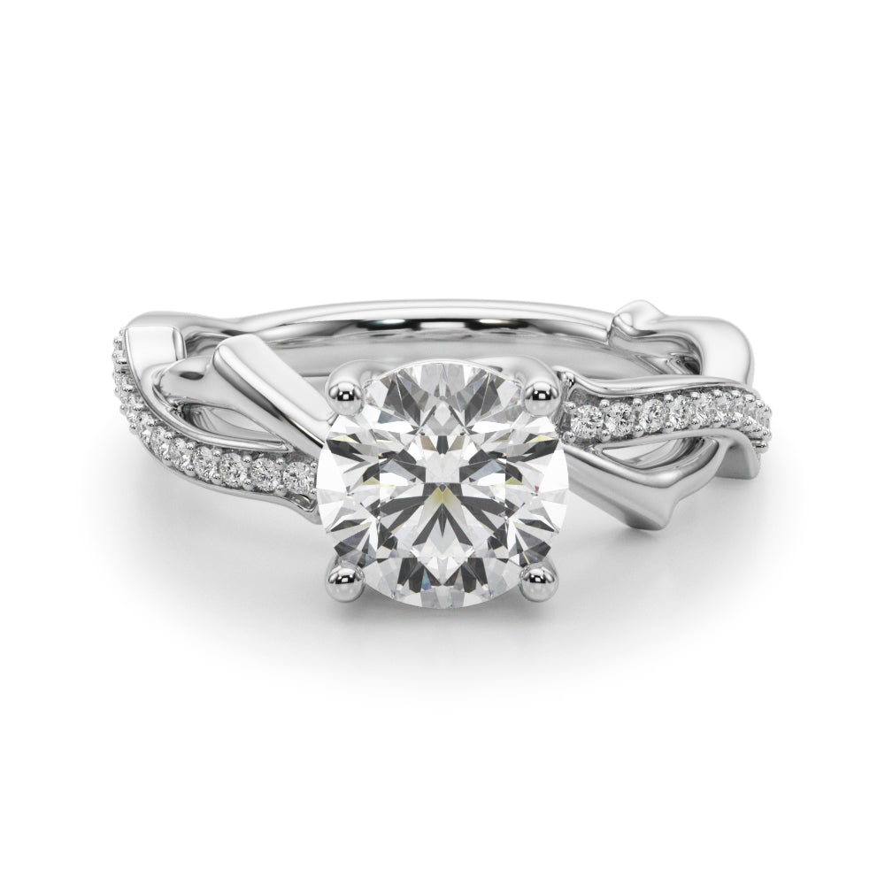 Graceful Twisted Shank Engagement Ring Round Diamond Engagement Ring in 10K/14K gold and platinum with certified lab-grown or natural diamonds