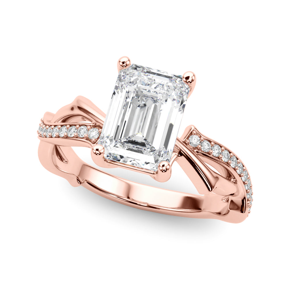 Graceful Twisted Shank Engagement Ring Round Diamond Engagement Ring in 10K/14K gold and platinum with certified lab-grown or natural diamonds