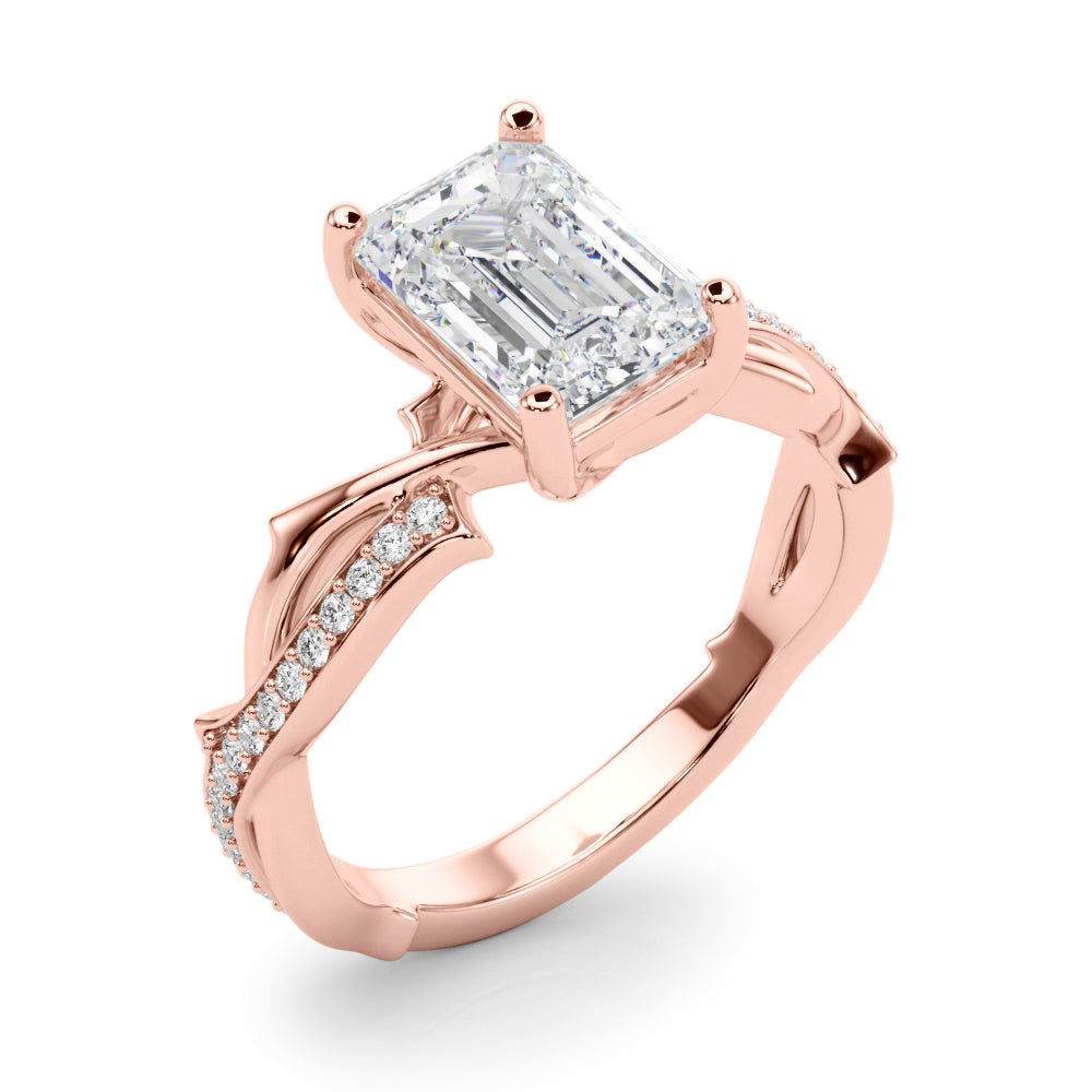 Graceful Twisted Shank Engagement Ring Round Diamond Engagement Ring in 10K/14K gold and platinum with certified lab-grown or natural diamonds