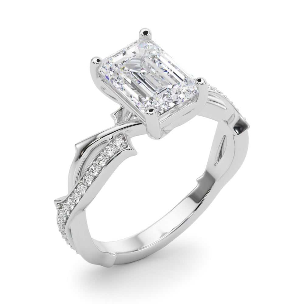Graceful Twisted Shank Engagement Ring Round Diamond Engagement Ring in 10K/14K gold and platinum with certified lab-grown or natural diamonds