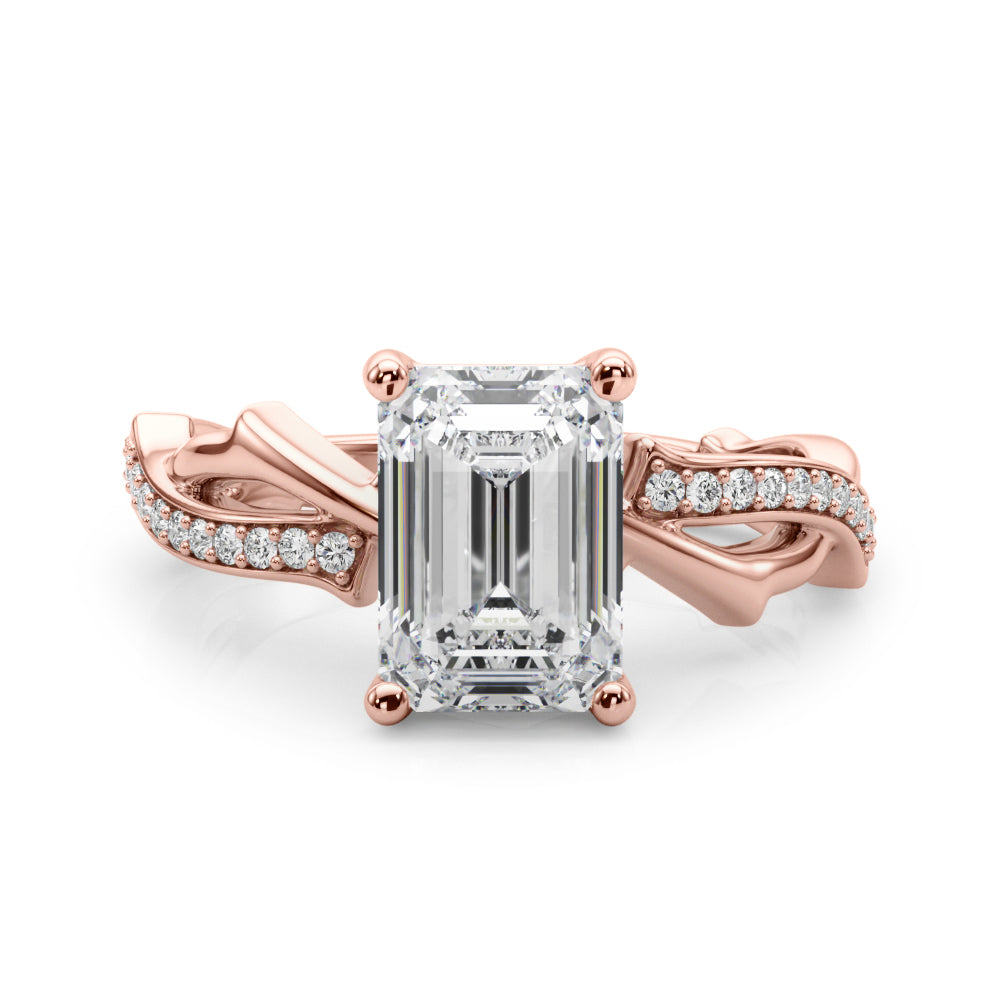 Graceful Twisted Shank Engagement Ring Round Diamond Engagement Ring in 10K/14K gold and platinum with certified lab-grown or natural diamonds