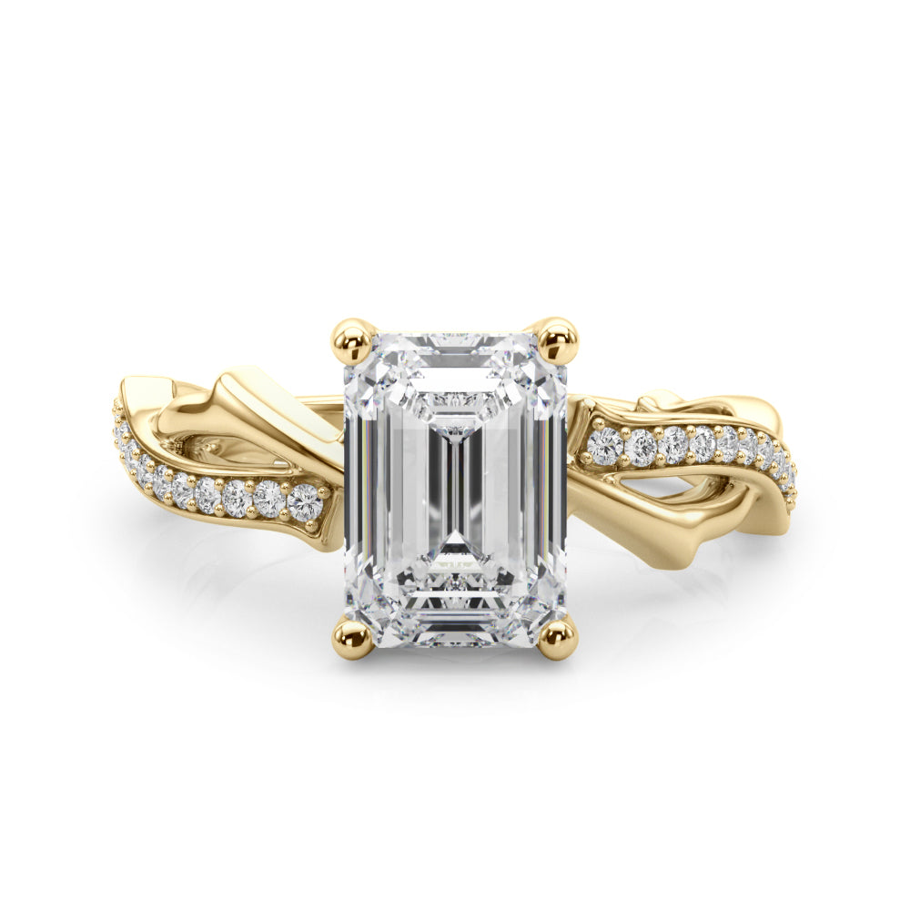 Graceful Twisted Shank Engagement Ring Round Diamond Engagement Ring in 10K/14K gold and platinum with certified lab-grown or natural diamonds