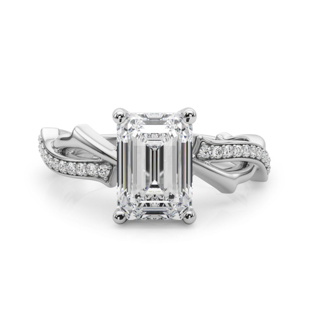 Graceful Twisted Shank Engagement Ring Round Diamond Engagement Ring in 10K/14K gold and platinum with certified lab-grown or natural diamonds