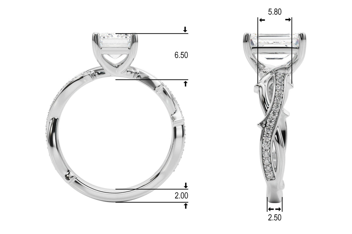 Graceful Twisted Shank Engagement Ring Round Diamond Engagement Ring in 10K/14K gold and platinum with certified lab-grown or natural diamonds