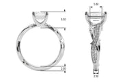 Graceful Twisted Shank Engagement Ring Round Diamond Engagement Ring in 10K/14K gold and platinum with certified lab-grown or natural diamonds