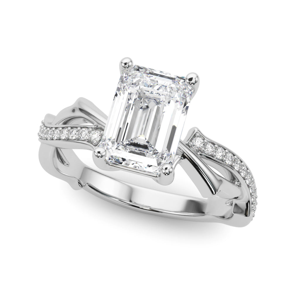 Graceful Twisted Shank Engagement Ring Round Diamond Engagement Ring in 10K/14K gold and platinum with certified lab-grown or natural diamonds