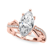 Graceful Twisted Shank Engagement Ring Round Diamond Engagement Ring in 10K/14K gold and platinum with certified lab-grown or natural diamonds
