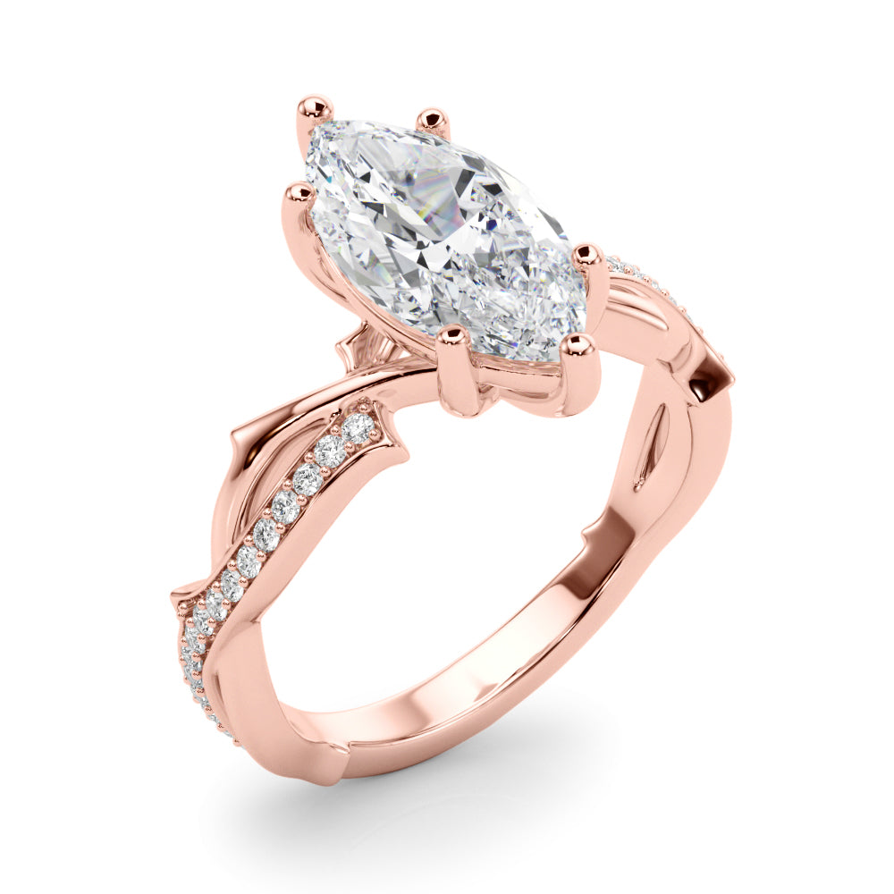 Graceful Twisted Shank Engagement Ring Round Diamond Engagement Ring in 10K/14K gold and platinum with certified lab-grown or natural diamonds