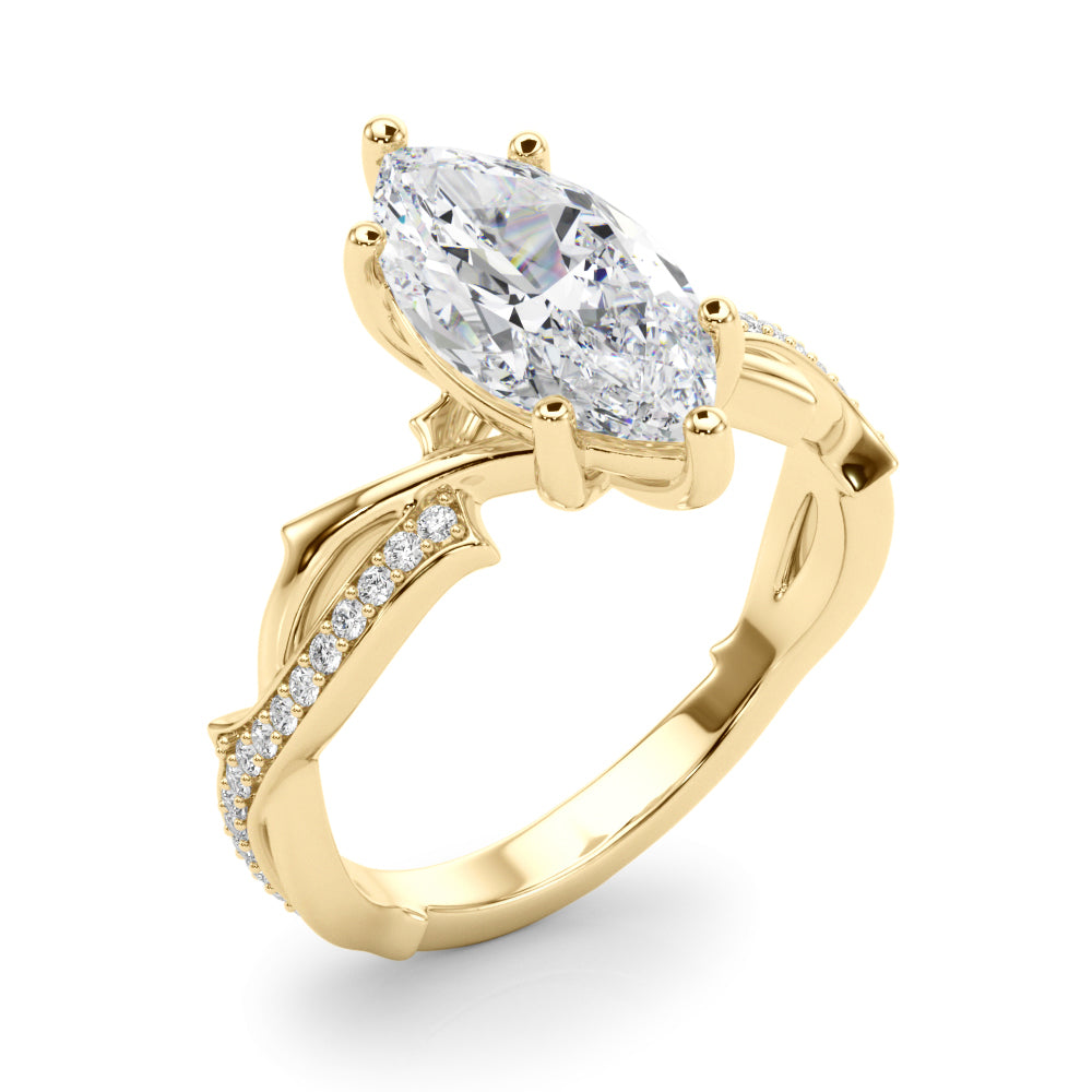 Graceful Twisted Shank Engagement Ring Round Diamond Engagement Ring in 10K/14K gold and platinum with certified lab-grown or natural diamonds