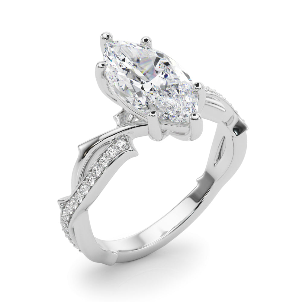 Graceful Twisted Shank Engagement Ring Round Diamond Engagement Ring in 10K/14K gold and platinum with certified lab-grown or natural diamonds