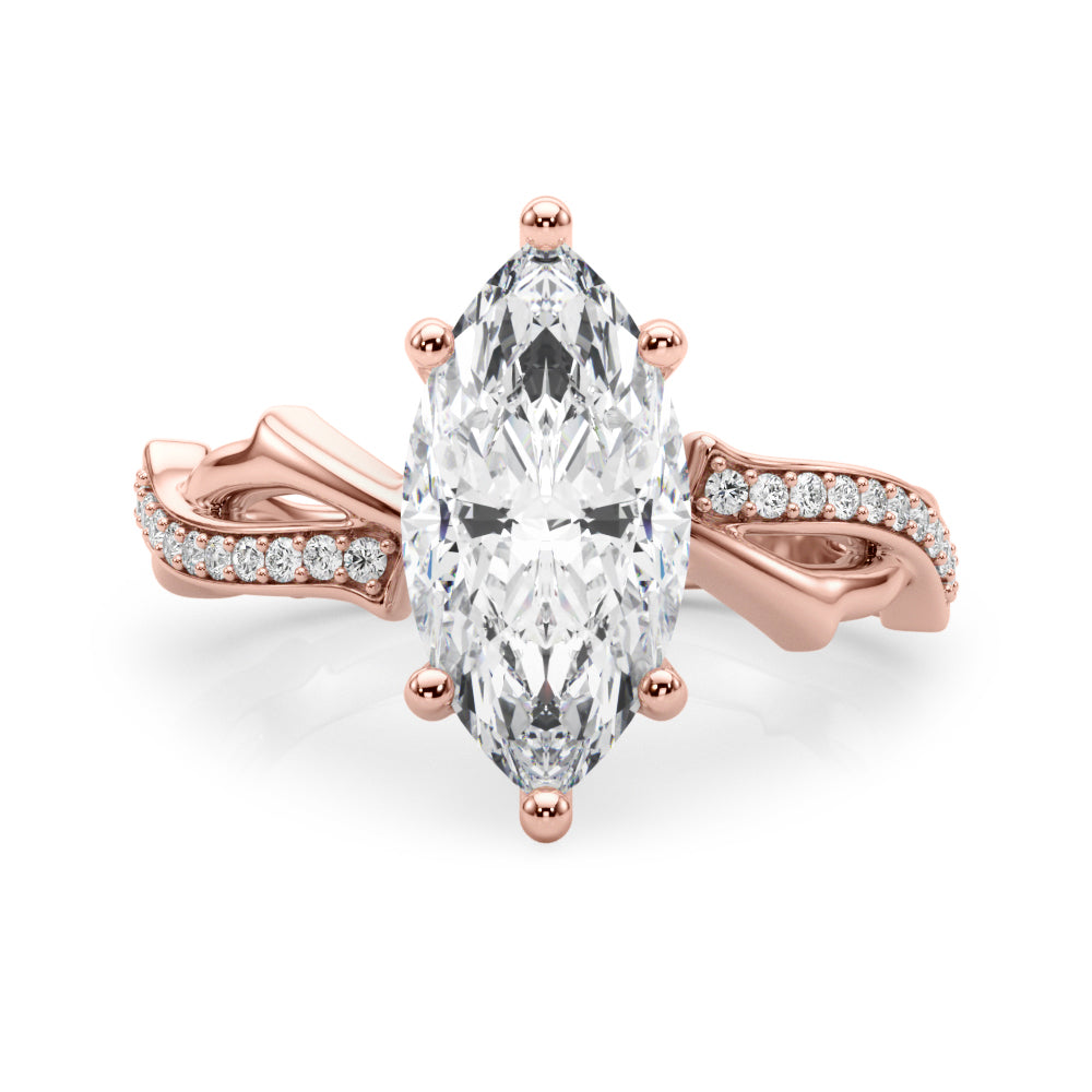Graceful Twisted Shank Engagement Ring Round Diamond Engagement Ring in 10K/14K gold and platinum with certified lab-grown or natural diamonds