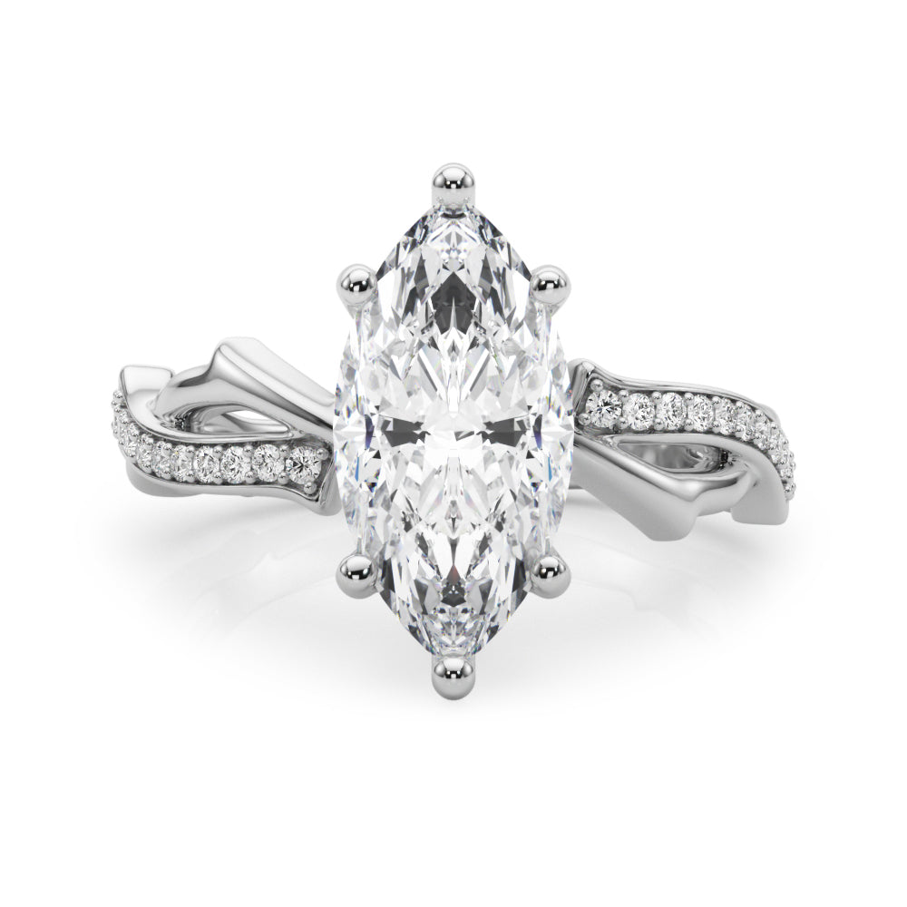 Graceful Twisted Shank Engagement Ring Round Diamond Engagement Ring in 10K/14K gold and platinum with certified lab-grown or natural diamonds