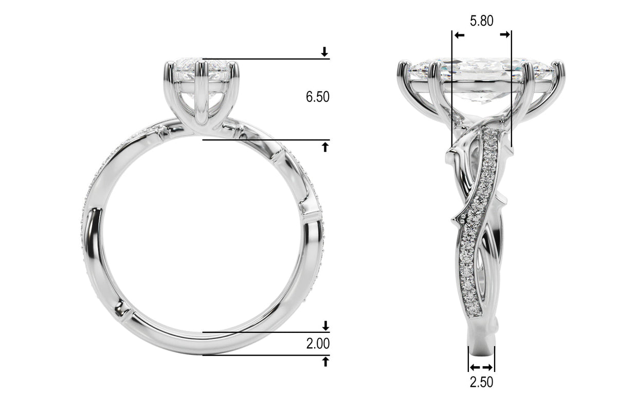 Graceful Twisted Shank Engagement Ring Round Diamond Engagement Ring in 10K/14K gold and platinum with certified lab-grown or natural diamonds