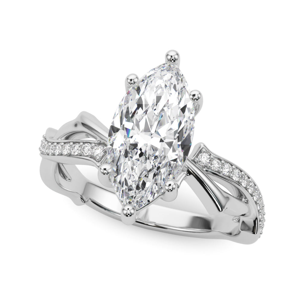 Graceful Twisted Shank Engagement Ring Round Diamond Engagement Ring in 10K/14K gold and platinum with certified lab-grown or natural diamonds