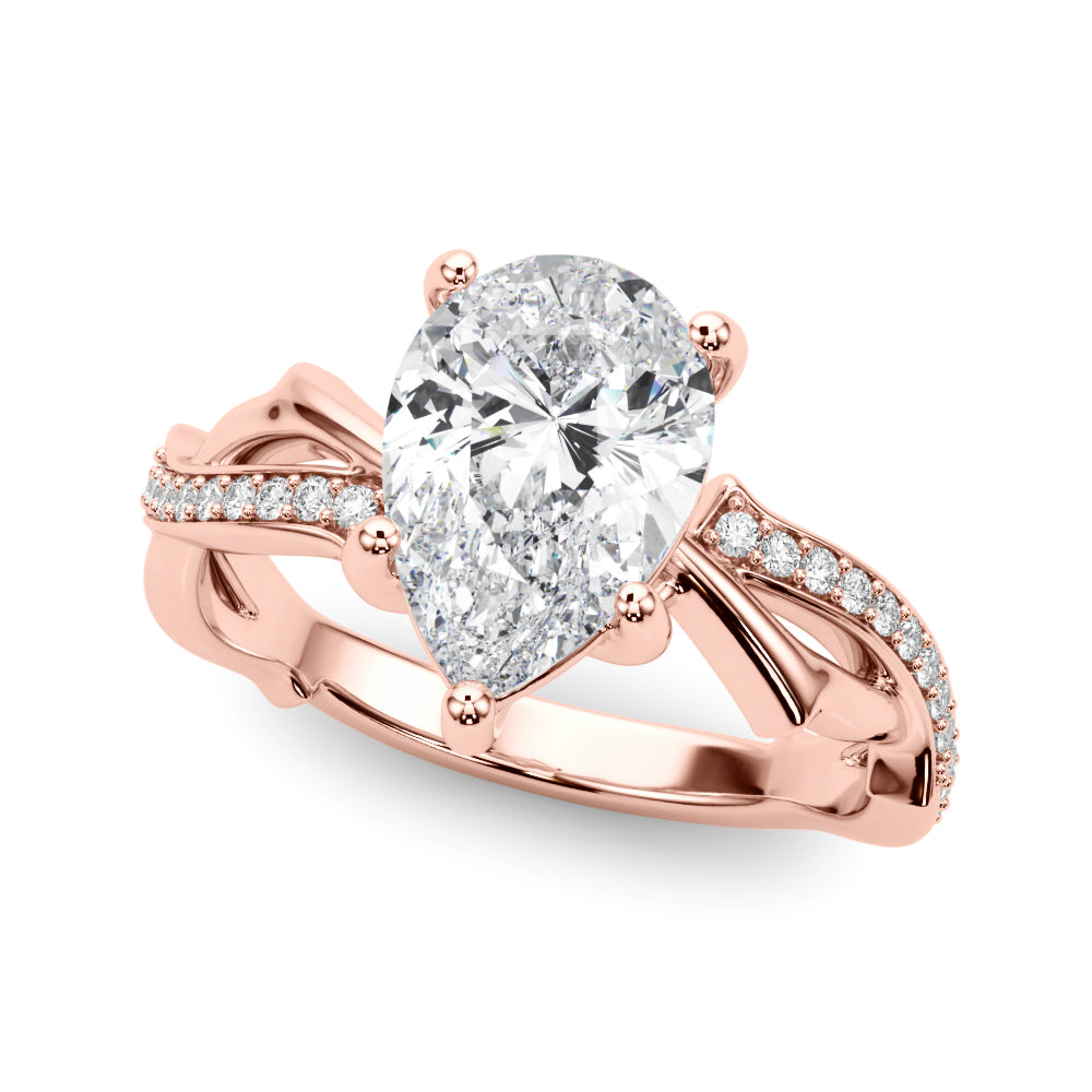 Graceful Twisted Shank Engagement Ring Round Diamond Engagement Ring in 10K/14K gold and platinum with certified lab-grown or natural diamonds