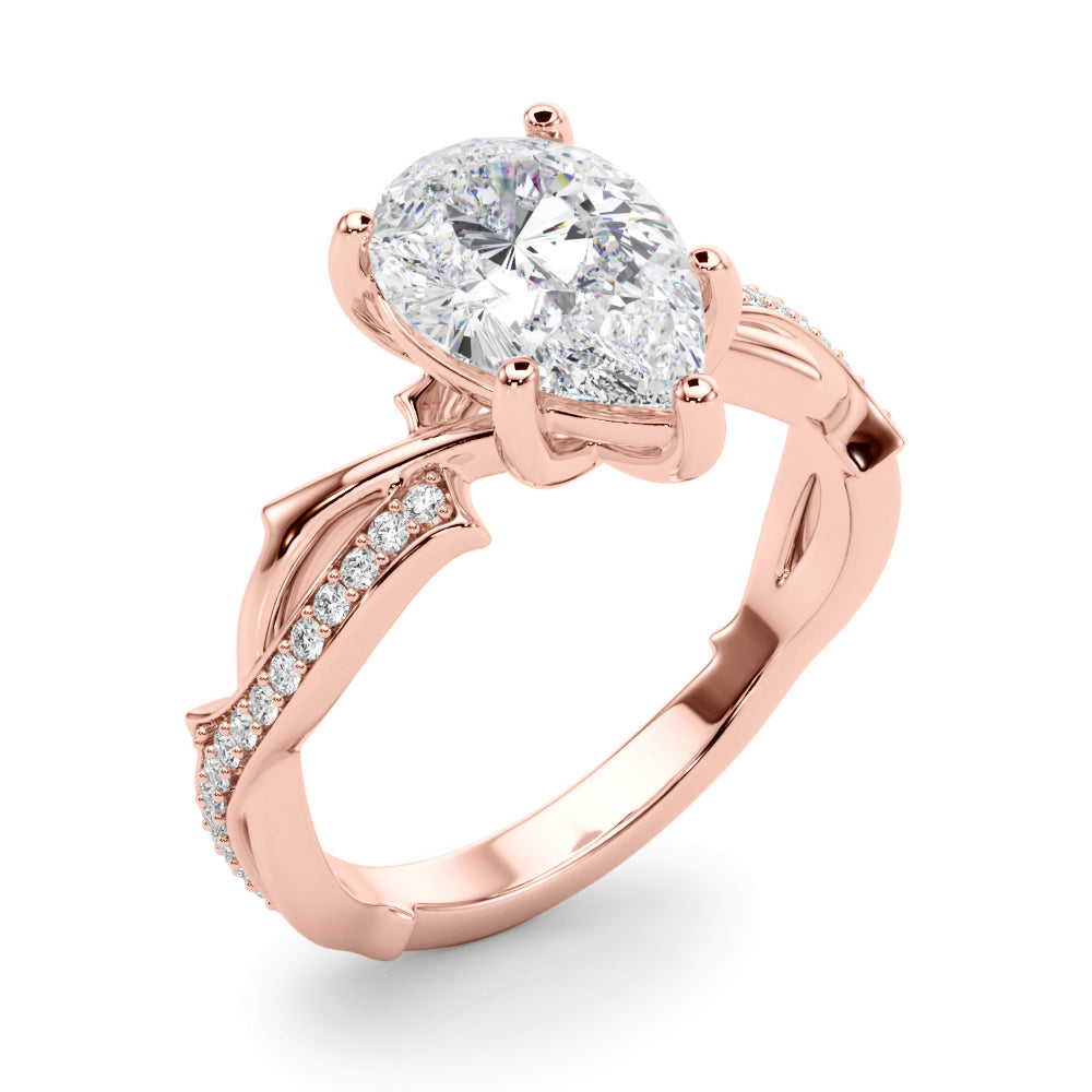 Graceful Twisted Shank Engagement Ring Round Diamond Engagement Ring in 10K/14K gold and platinum with certified lab-grown or natural diamonds