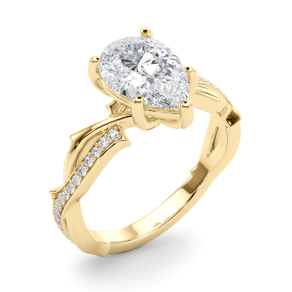 Graceful Twisted Shank Engagement Ring Round Diamond Engagement Ring in 10K/14K gold and platinum with certified lab-grown or natural diamonds