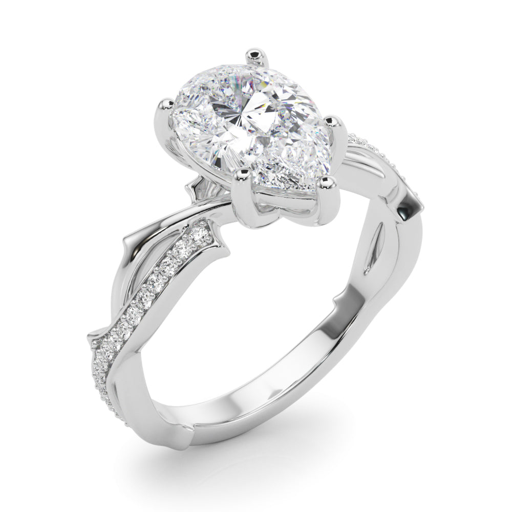 Graceful Twisted Shank Engagement Ring Round Diamond Engagement Ring in 10K/14K gold and platinum with certified lab-grown or natural diamonds