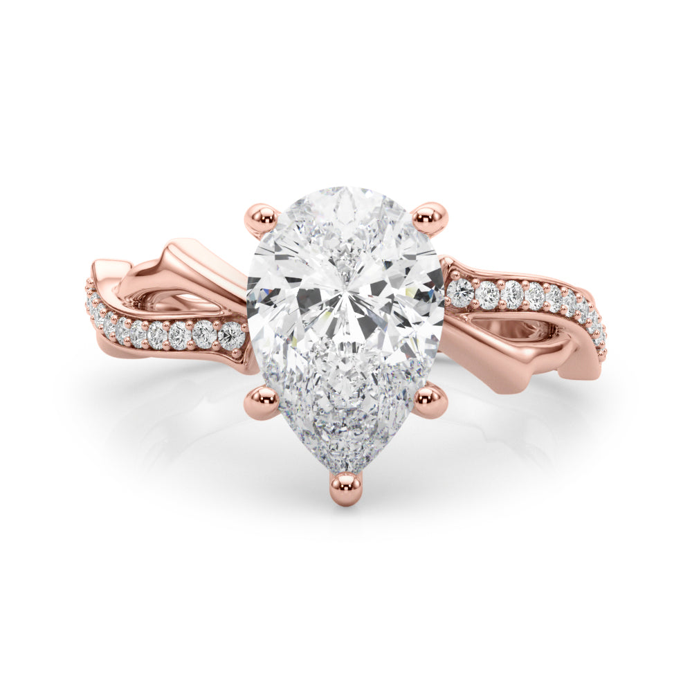 Graceful Twisted Shank Engagement Ring Round Diamond Engagement Ring in 10K/14K gold and platinum with certified lab-grown or natural diamonds