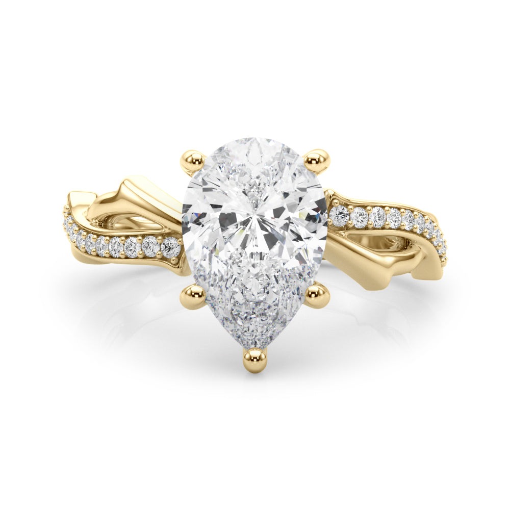 Graceful Twisted Shank Engagement Ring Round Diamond Engagement Ring in 10K/14K gold and platinum with certified lab-grown or natural diamonds