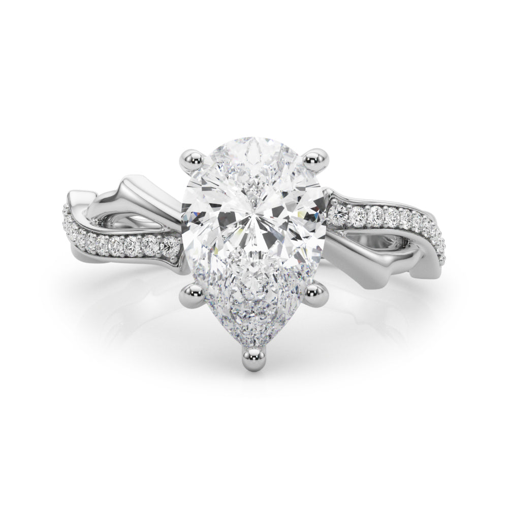 Graceful Twisted Shank Engagement Ring Round Diamond Engagement Ring in 10K/14K gold and platinum with certified lab-grown or natural diamonds