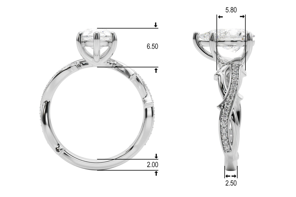 Graceful Twisted Shank Engagement Ring Round Diamond Engagement Ring in 10K/14K gold and platinum with certified lab-grown or natural diamonds