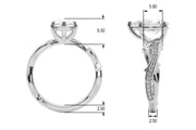 Graceful Twisted Shank Engagement Ring Round Diamond Engagement Ring in 10K/14K gold and platinum with certified lab-grown or natural diamonds