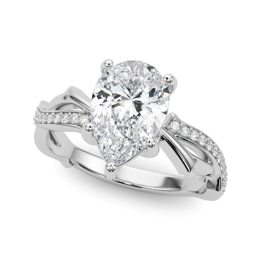 Graceful Twisted Shank Engagement Ring Round Diamond Engagement Ring in 10K/14K gold and platinum with certified lab-grown or natural diamonds