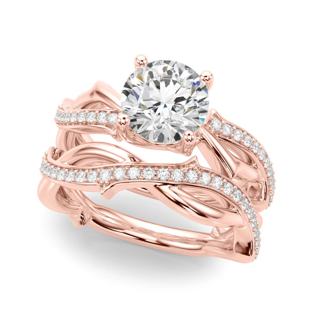 Graceful Twisted Shank Engagement Ring Round Diamond Engagement Ring in 10K/14K gold and platinum with certified lab-grown or natural diamonds