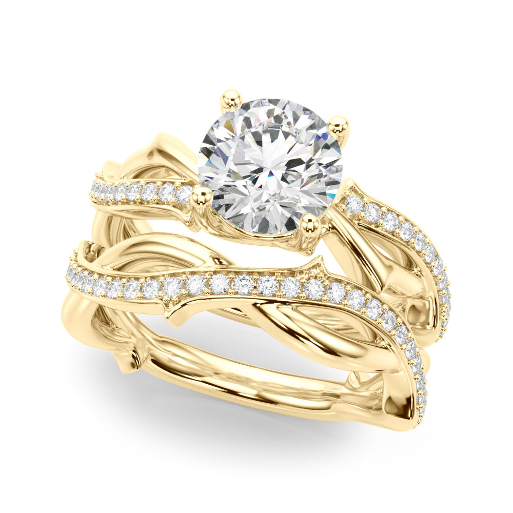 Graceful Twisted Shank Engagement Ring Round Diamond Engagement Ring in 10K/14K gold and platinum with certified lab-grown or natural diamonds