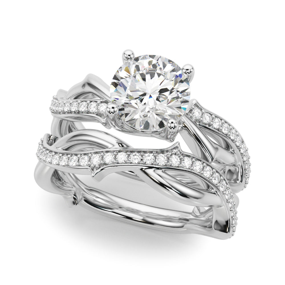 Graceful Twisted Shank Engagement Ring Round Diamond Engagement Ring in 10K/14K gold and platinum with certified lab-grown or natural diamonds