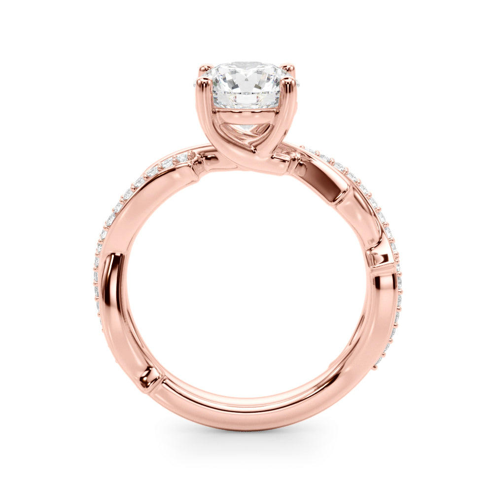 Graceful Twisted Shank Engagement Ring Round Diamond Engagement Ring in 10K/14K gold and platinum with certified lab-grown or natural diamonds