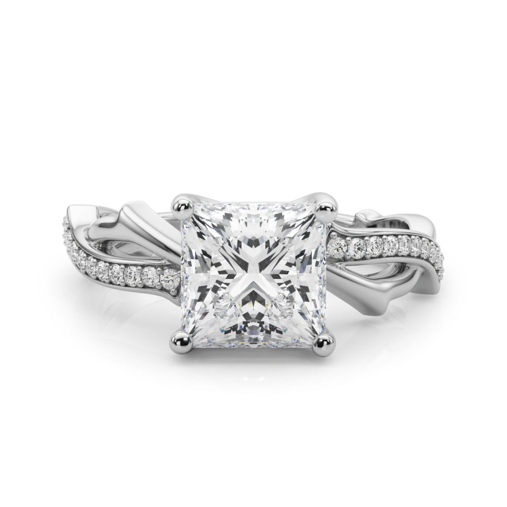 Graceful Twisted Shank Engagement Ring Round Diamond Engagement Ring in 10K/14K gold and platinum with certified lab-grown or natural diamonds