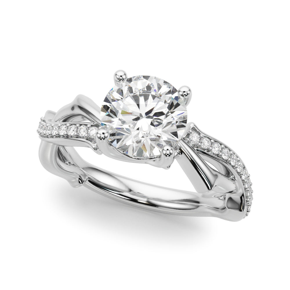 Graceful Twisted Shank Engagement Ring Round Diamond Engagement Ring in 10K/14K gold and platinum with certified lab-grown or natural diamonds