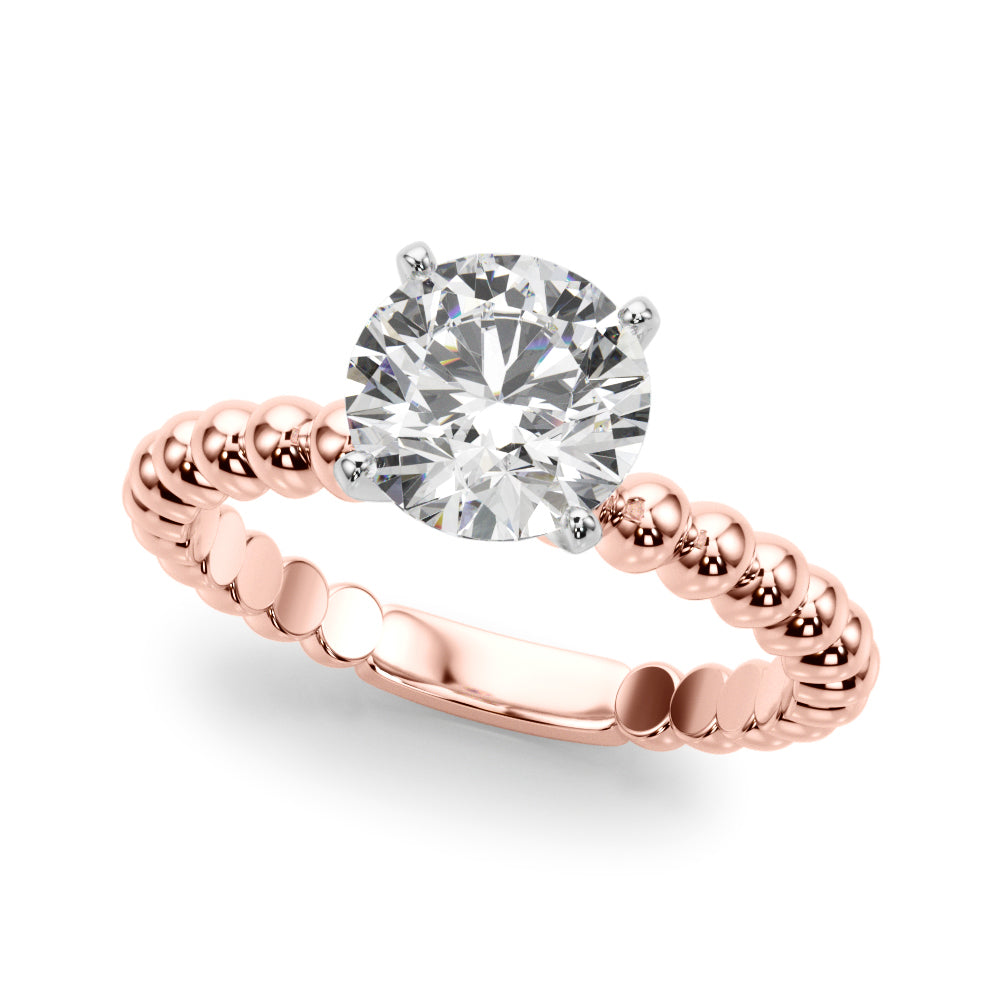 Classic Bead Engagement Ring Round Diamond Engagement Ring in 10K/14K gold and platinum with certified lab-grown or natural diamonds