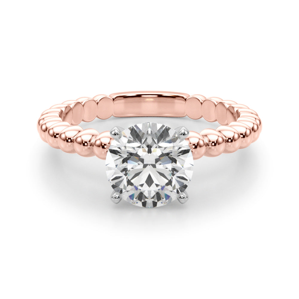 Classic Bead Engagement Ring Round Diamond Engagement Ring in 10K/14K gold and platinum with certified lab-grown or natural diamonds