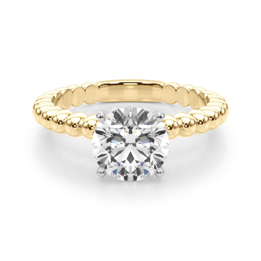 Classic Bead Engagement Ring Round Diamond Engagement Ring in 10K/14K gold and platinum with certified lab-grown or natural diamonds