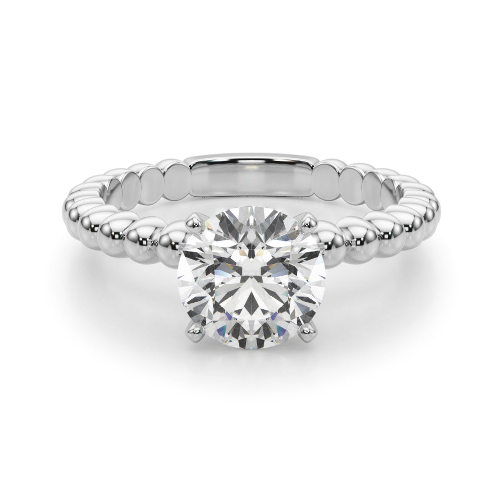 Classic Bead Engagement Ring Round Diamond Engagement Ring in 10K/14K gold and platinum with certified lab-grown or natural diamonds