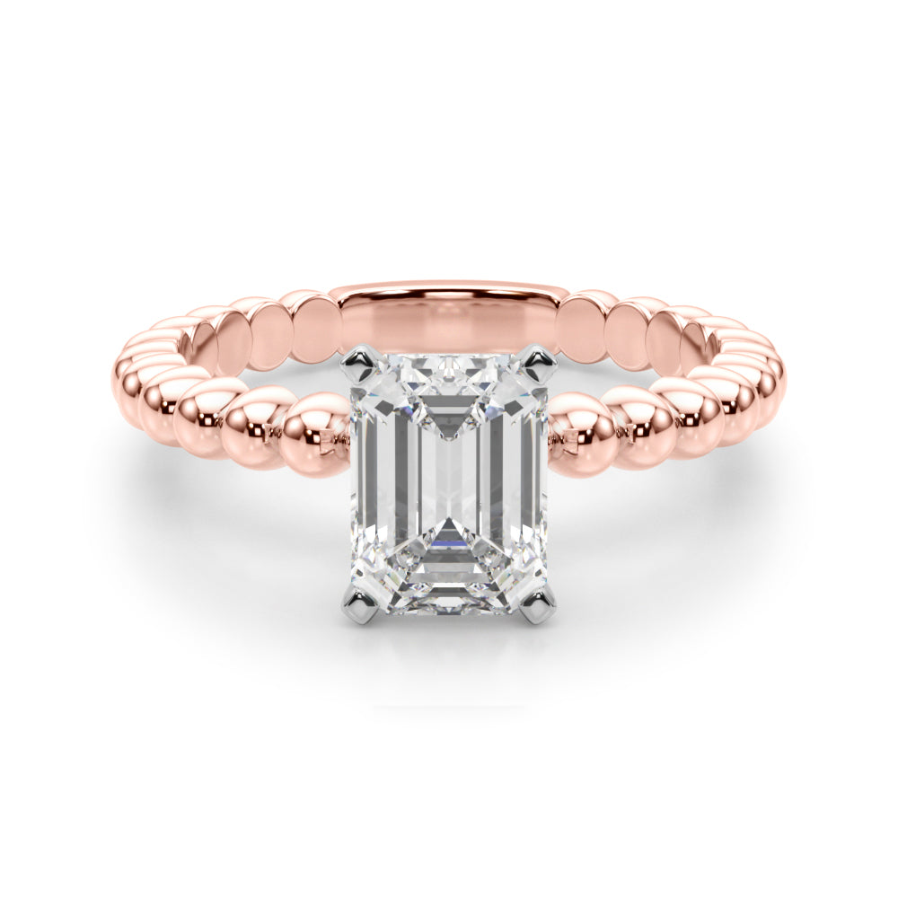 Classic Bead Engagement Ring Round Diamond Engagement Ring in 10K/14K gold and platinum with certified lab-grown or natural diamonds